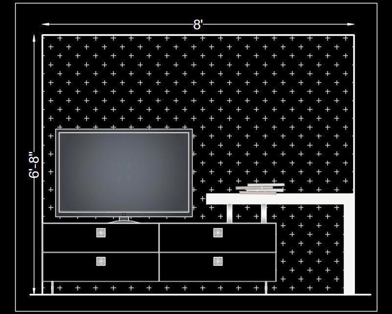 Low Height TV Stand Free CAD Block